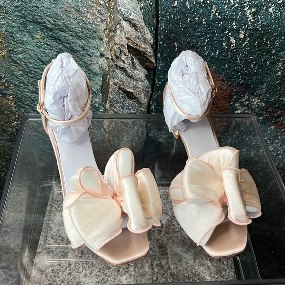 Badgley Mischka Nelly Mesh Bow Ankle Strap Sandal - Blush - Picture 7 of 11